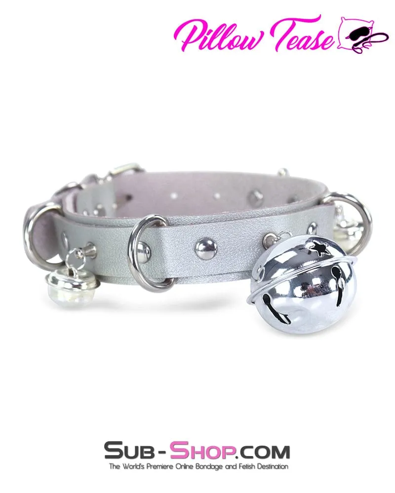 0836DL      Slave Pet Belled Silver Bondage Collar