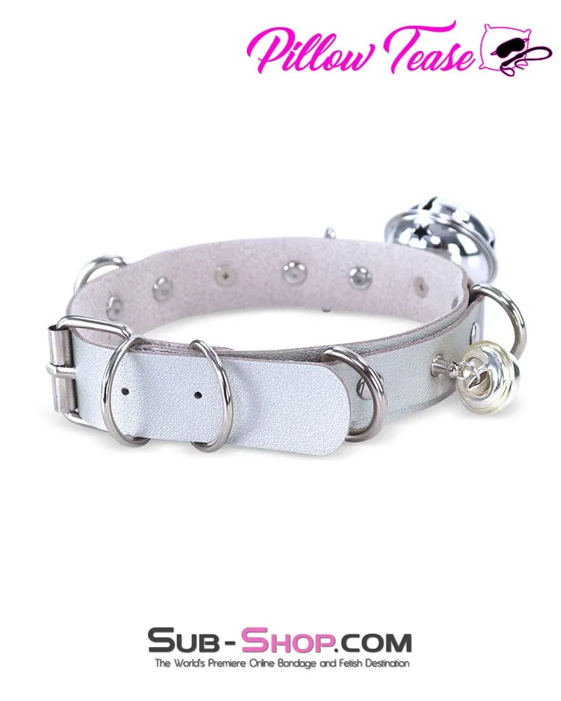 0836DL      Slave Pet Belled Silver Bondage Collar