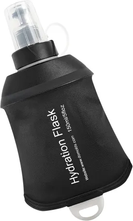 150ml Soft Flask, TPU Collapsible Soft Water Bottle for Hydration Pack, Running Vest, Folding Water Bottle for Hiking Cycling Climbing-1Pcs, Black