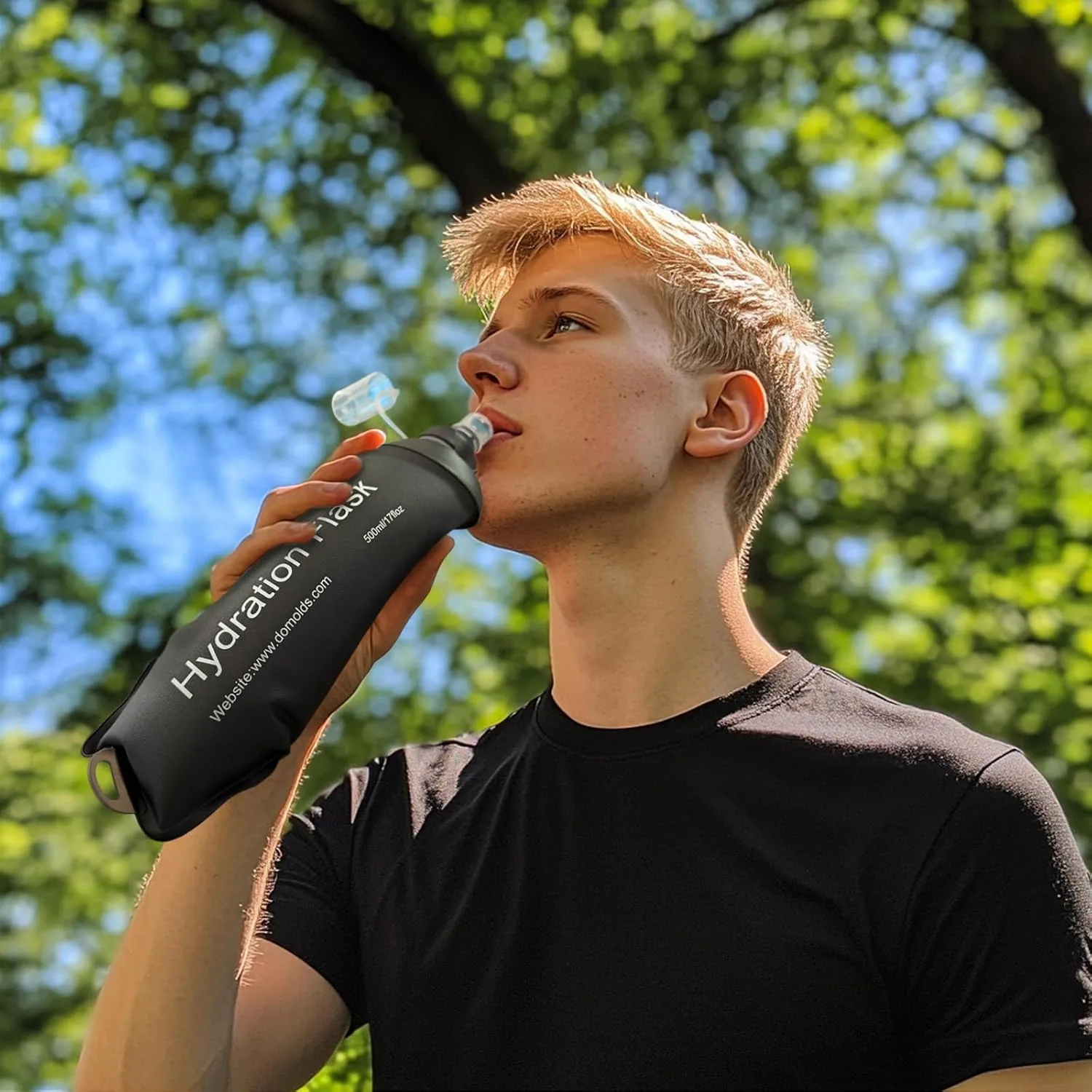 150ml Soft Flask, TPU Collapsible Soft Water Bottle for Hydration Pack, Running Vest, Folding Water Bottle for Hiking Cycling Climbing-1Pcs, Black