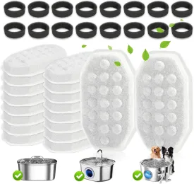 16 Pack Cat Water Fountain Filters for Neareal and Rellaty 3.2L/108oz Automatic Stainless Steel Cat Water Fountain, Activated Carbon Filter   16 Pack Pre-Filter Sponges