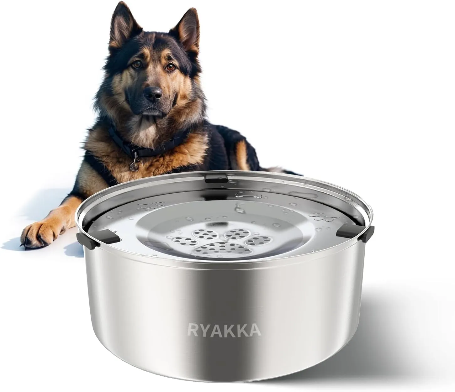 3L / 101oz Splash Proof Dog Water Bowl Stainless Steel No Spill Dog Bowls Slow Drinking Dog Water Bowl
