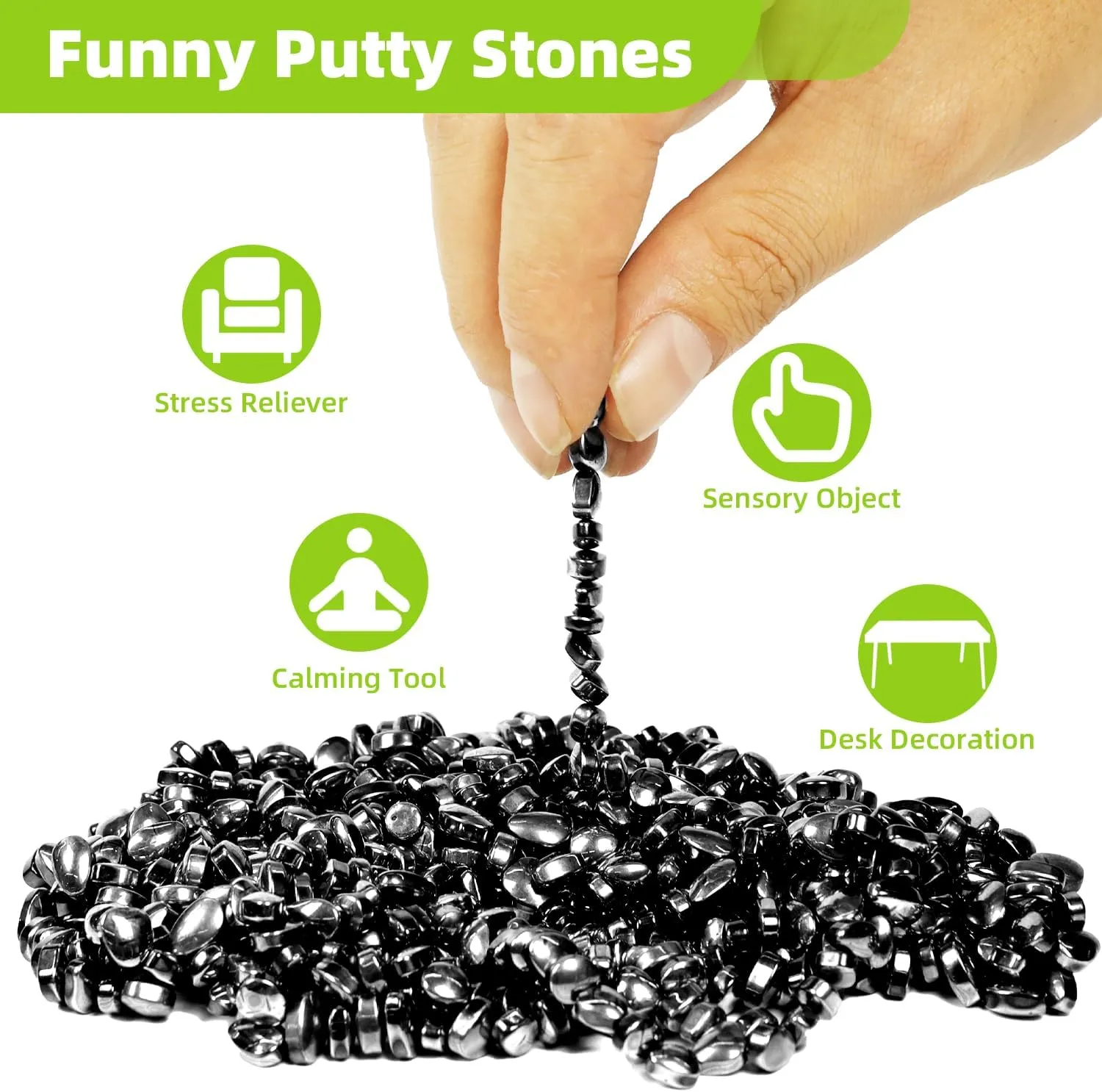 600 PCS Ferrite Putty Stones, Fidget Toys Rocks for Office Stress Anxiety Relief, Executive Desk Toys for Men Women Adults Gifts, 5 mm, Black