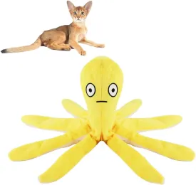 Andiker Catnip Toys for Cats, 10.63 Inches Cute Octopus Shape Plush Cat Toy with Catnip Crinkle Paper Soft Interactive Cat Toys for Indoor Cats Kittens Playing Chewing Biting (Yellow)