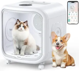 Automatic Cat Dryer Box 75L Extra Large Capacity Ultra Quiet Fast Pet Hair Drying Box Smart App Control Temperature and 360 Drying for Cats and Small Dogs