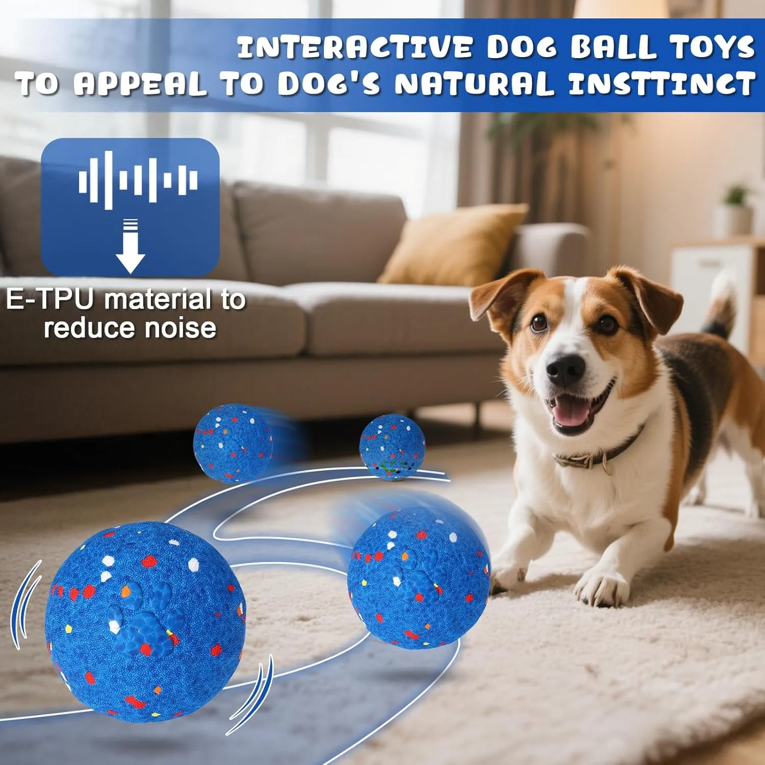 BABORUI E-TPU Interactive Dog Ball, Automatic Interactive Dog Toys for Aggressive Chewers, Rechargeable Indestructible Dogs Ball for Small/Medium/Large Dogs Indoor/Outdoor to Keep Them Busy