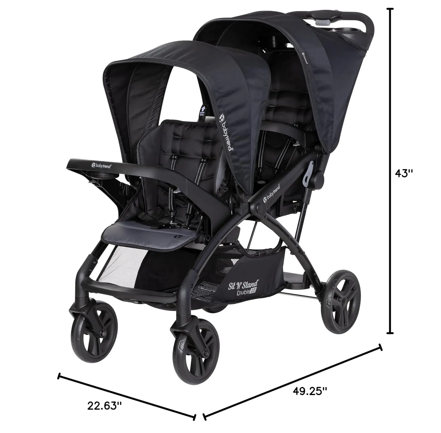Baby Trend Sit N' Stand Double 2.0 Stroller, Madrid Black