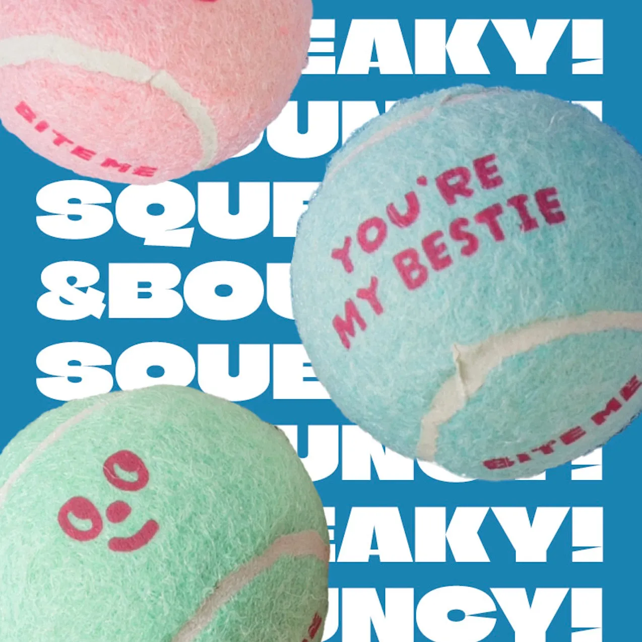即納【BITE ME】New Mini Tennis Balls Toy