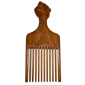 Black Fist Power Pick - 7.5 Inches || Oil Infused Wooden Comb