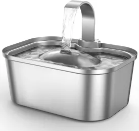 Bobo&Dragon Cat Water Fountain Stainless Steel - Water Fountain for Cats Indoor - Cat Drinking Fountain Water Bowl - Automatic Water Dispense for Cats Dogs Pets - Built-in 3 3 Replacement Filters