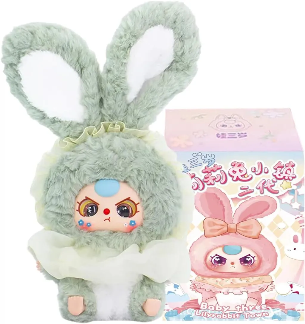 CALEMBOU Plush Doll Blind Box, Cute Rabbit Stuffed Animal Plush Toys, Kawaii 1 of 6 Possible Mystery Collectible Toys Cute Soft Animals Charm Birthday Gifts (Lili's Rabbit Town 1pc)