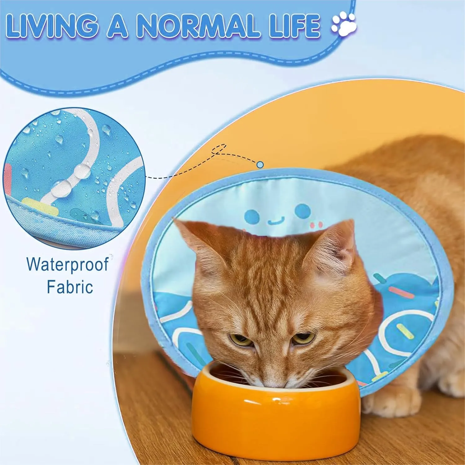 Cat Cone Soft, Waterproof Cat Recovery Collar,Adjustable E-Collar for Post-Surgery Kittens,Cats & Puppies Stops Licking & Scratching Wound, Comfortable Protective Elizabethan Cone