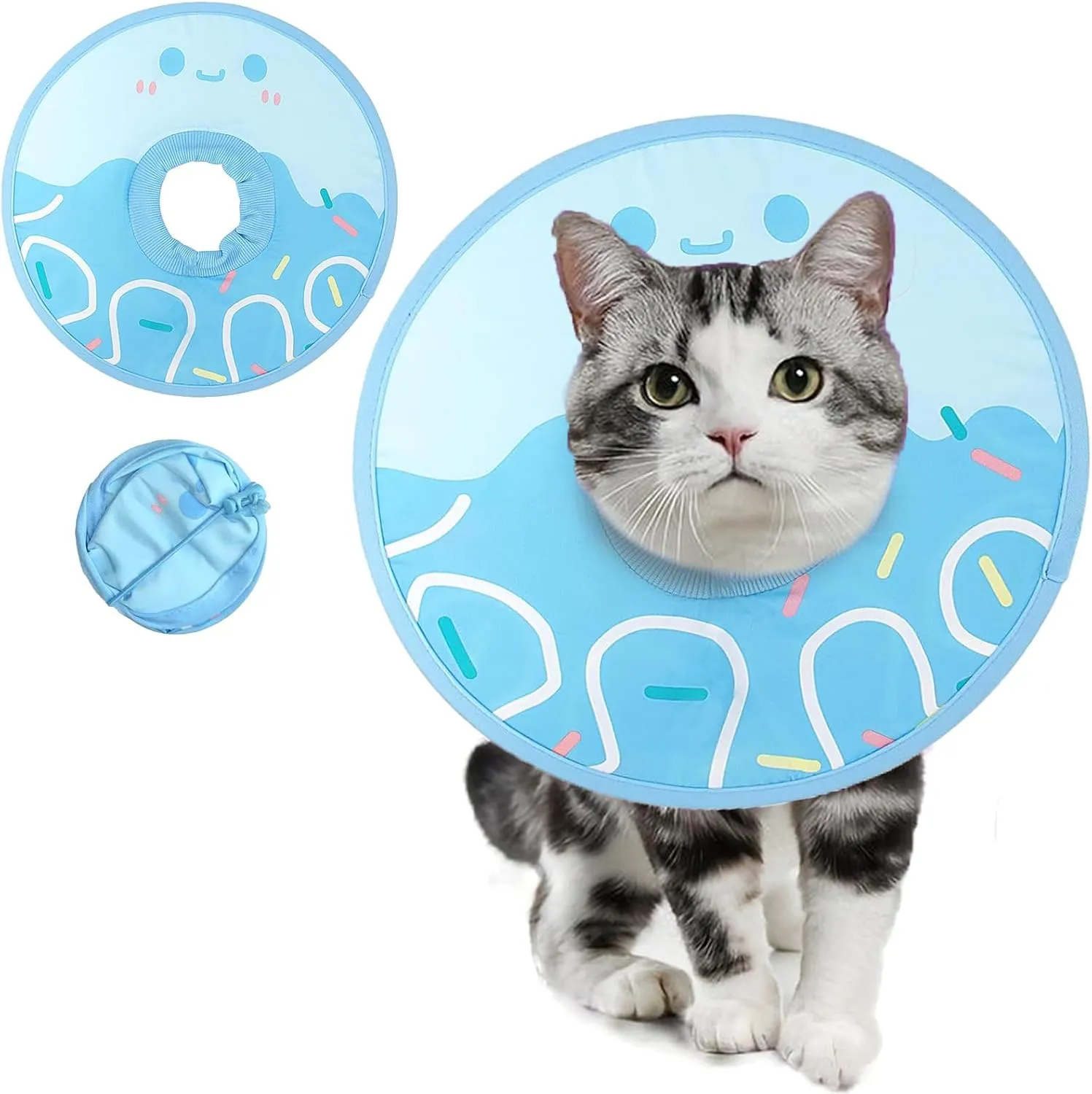 Cat Cone Soft, Waterproof Cat Recovery Collar,Adjustable E-Collar for Post-Surgery Kittens,Cats & Puppies Stops Licking & Scratching Wound, Comfortable Protective Elizabethan Cone