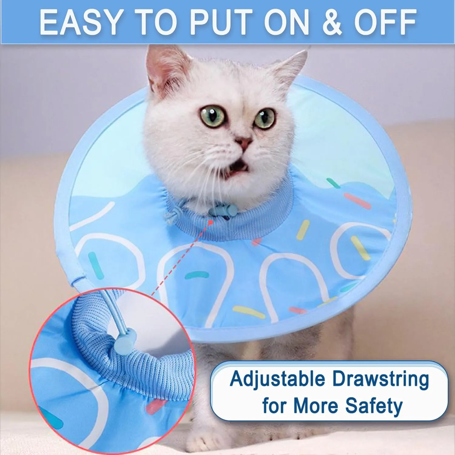 Cat Cone Soft, Waterproof Cat Recovery Collar,Adjustable E-Collar for Post-Surgery Kittens,Cats & Puppies Stops Licking & Scratching Wound, Comfortable Protective Elizabethan Cone