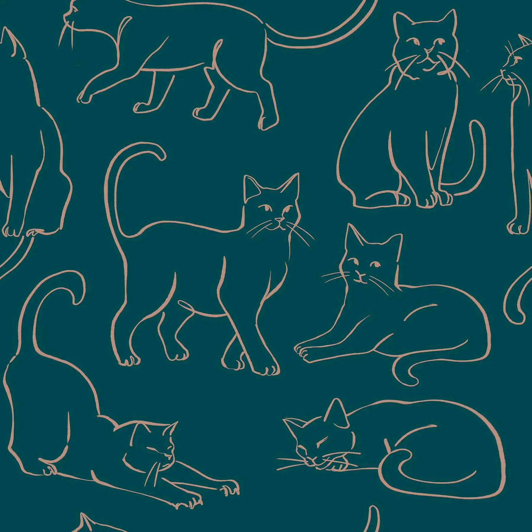 Cat Poses Peel & Stick Wallpaper