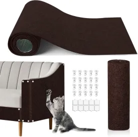Cat Scratch Mat,118.5"x15.9" Trimmable Self-Adhesive Cats Scratch Carpet,Couch Protector from Cats Claw, Cat Scratch Furniture Protector, Indoor Furniture Protection for Chair, Wall,Sofa (Brown)