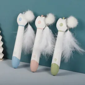 Cat Toys Feather Stick Laser Double-head Telescopic Funny Plush Ball  Fun