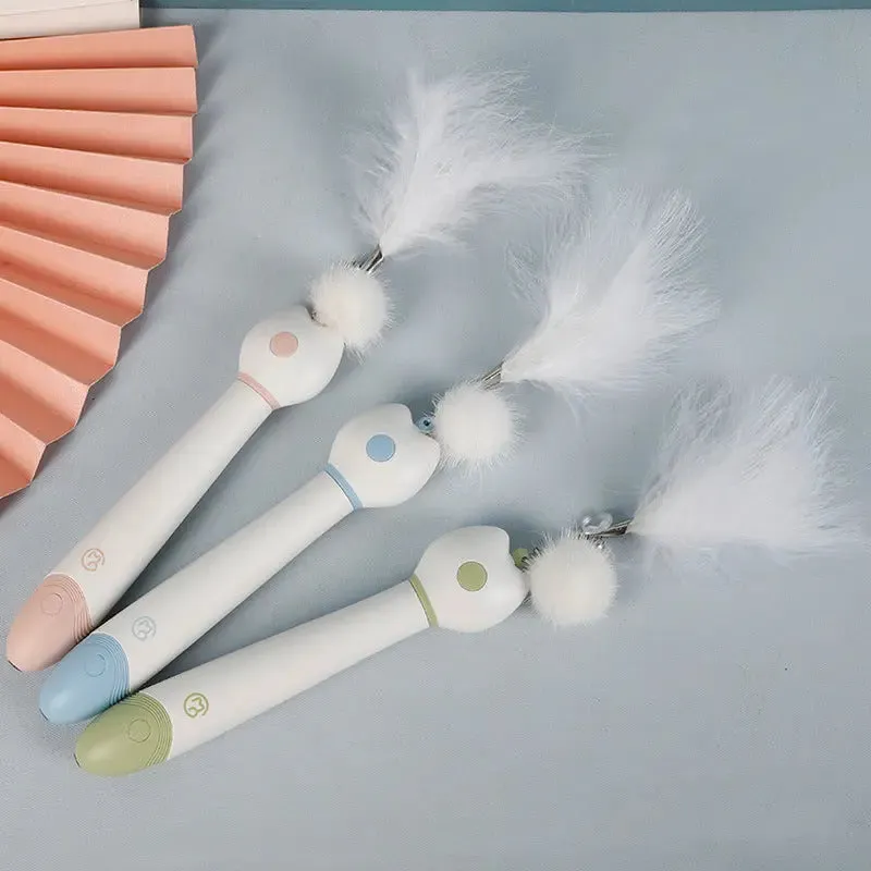 Cat Toys Feather Stick Laser Double-head Telescopic Funny Plush Ball  Fun