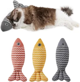 Catnip Fish Cat Toys, 3 Pcs Crinkle Sound Kitty Toys Bite Resistant Linen, Cat Kicker Toys Interactive for Cats Indoor (Mixed colour)