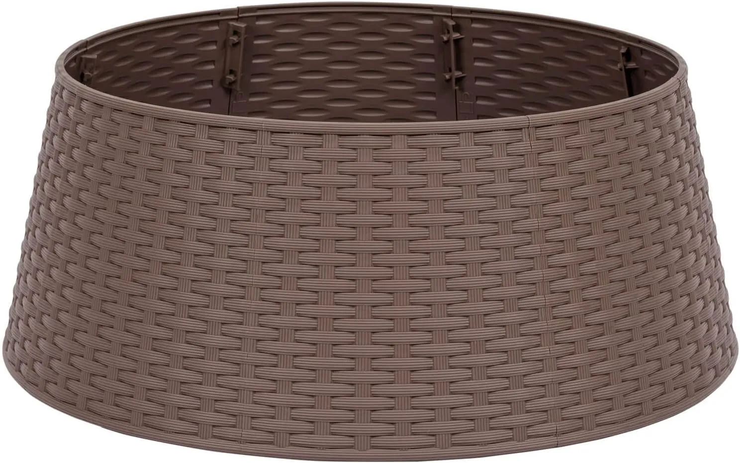 Christmas Tree Collar, 28.4" D Round Christmas Tree Base Cover, Plastic Rattan Tree Collar, Christmas Tree Ring for Artificial Trees, Christmas Tree Skirt for Christmas Decorations (Brown)