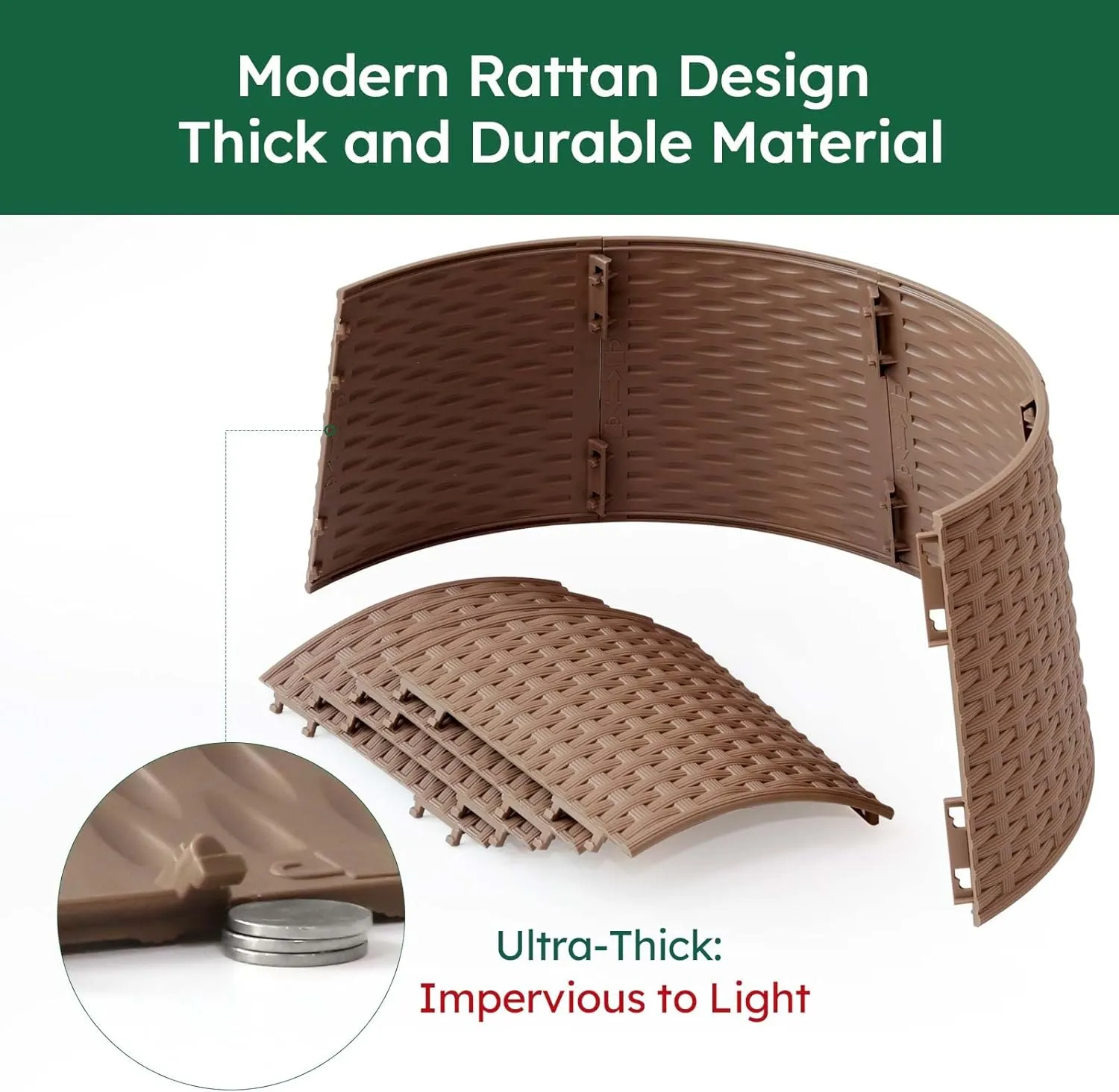 Christmas Tree Collar, 28.4" D Round Christmas Tree Base Cover, Plastic Rattan Tree Collar, Christmas Tree Ring for Artificial Trees, Christmas Tree Skirt for Christmas Decorations (Brown)