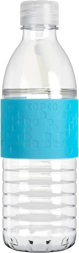 Copco Hydra Water Bottle with Spill-Resistant Lid, 16.9 oz - Reusable Tritan Non-Slip Sleeve, Twist-Open Body - BPA-Free, Leak-Proof, Durable & Portable for Gym, Office, School (Chevron Buttercream)