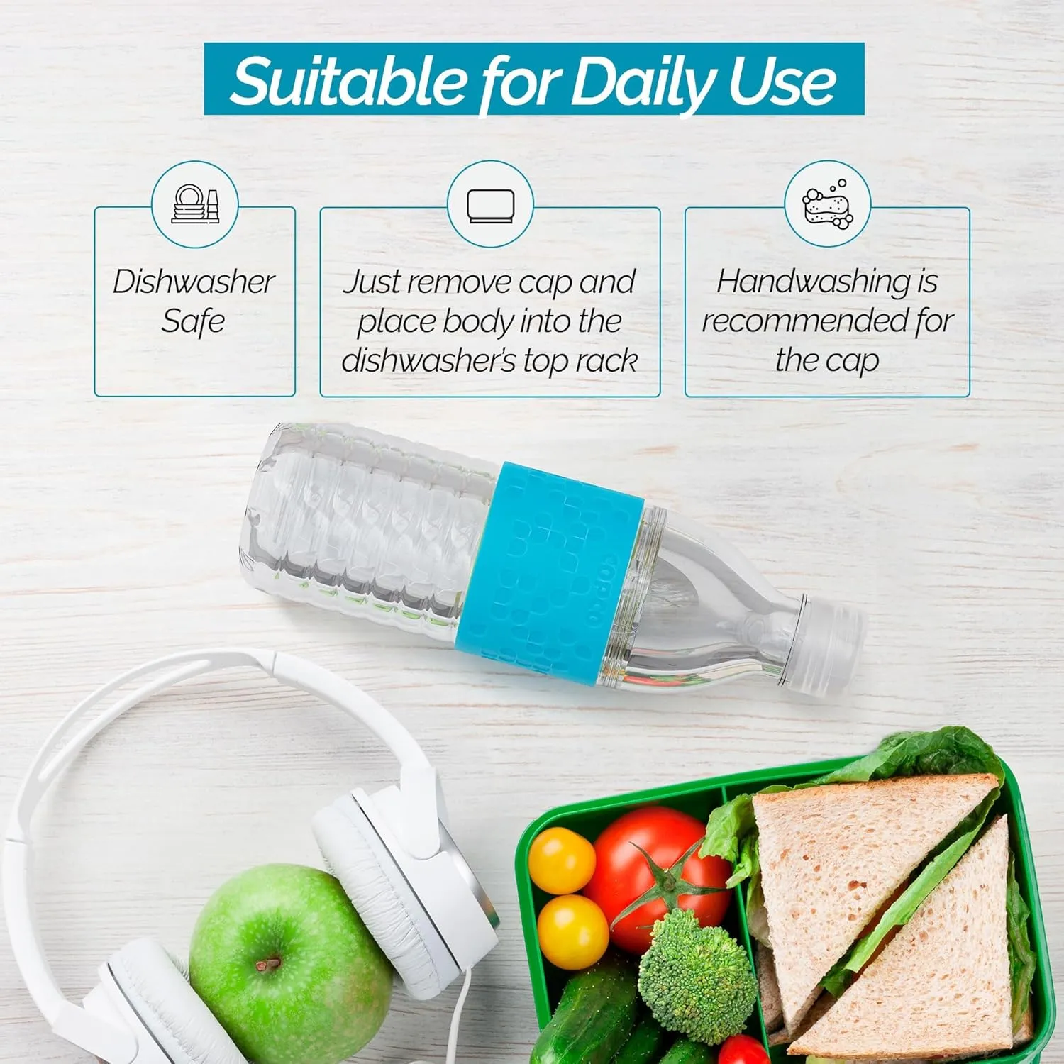Copco Hydra Water Bottle with Spill-Resistant Lid, 16.9 oz - Reusable Tritan Non-Slip Sleeve, Twist-Open Body - BPA-Free, Leak-Proof, Durable & Portable for Gym, Office, School (Chevron Buttercream)