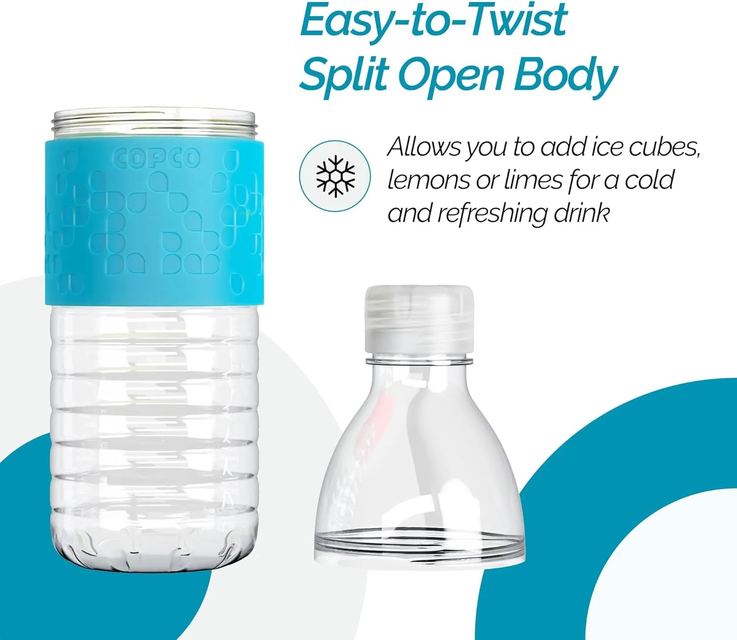 Copco Hydra Water Bottle with Spill-Resistant Lid, 16.9 oz - Reusable Tritan Non-Slip Sleeve, Twist-Open Body - BPA-Free, Leak-Proof, Durable & Portable for Gym, Office, School (Chevron Buttercream)
