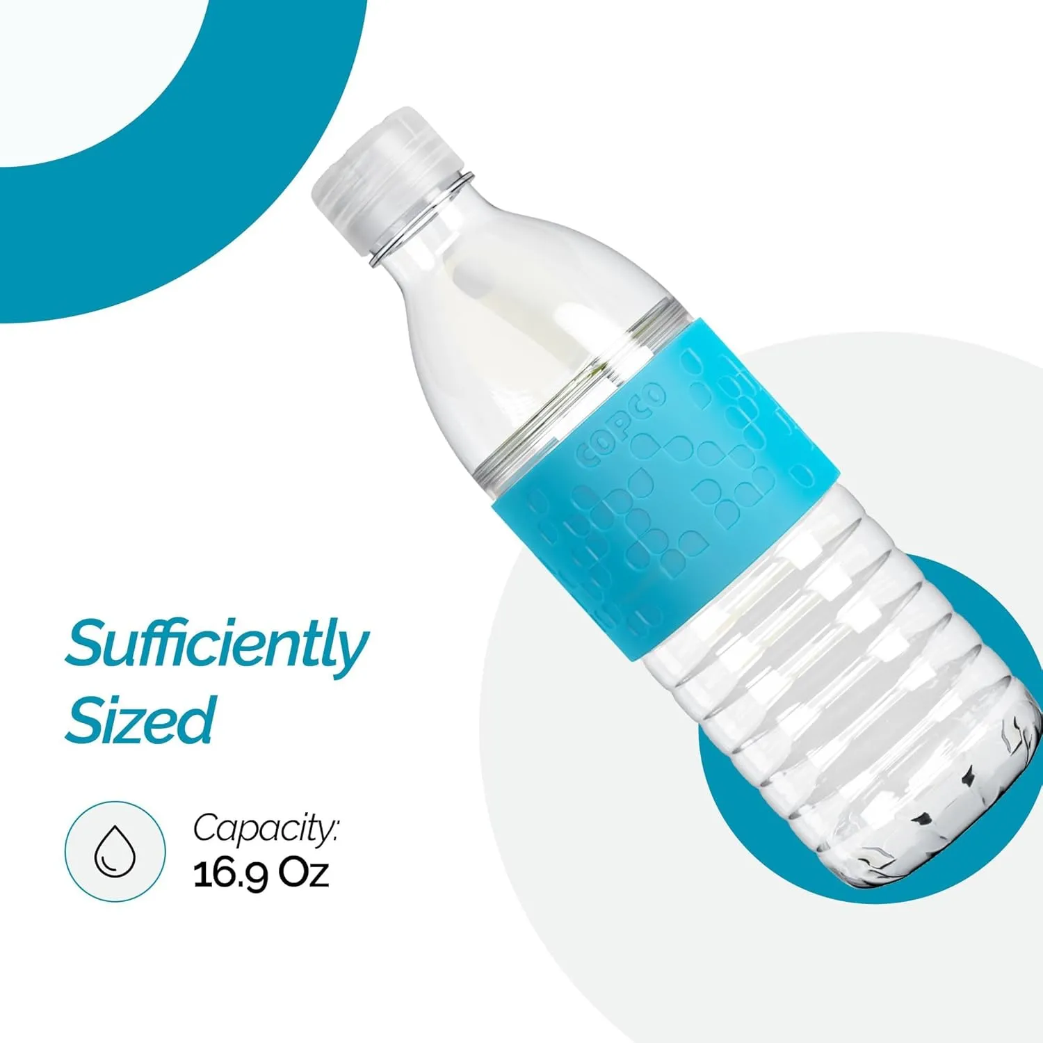 Copco Hydra Water Bottle with Spill-Resistant Lid, 16.9 oz - Reusable Tritan Non-Slip Sleeve, Twist-Open Body - BPA-Free, Leak-Proof, Durable & Portable for Gym, Office, School (Chevron Buttercream)
