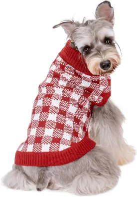 Dog Sweater, Nobleza Turtleneck Thick Knitted Cat Sweater with Classic Plaid Pattern, Warm & Soft Dog Christmas Outfit for Small Medium Large Dogs Puppies Cats