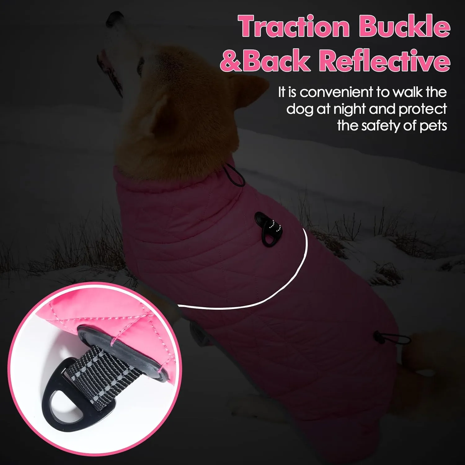 Dotoner Dog Jackets-Warm Dog Coat Reflective Dog Fleece Vest Waterproof Dog Jacket Windproof Dog Winter Coat Dog Cold Weather Coats Dog Jackets for Large Dogs(M,Pink)