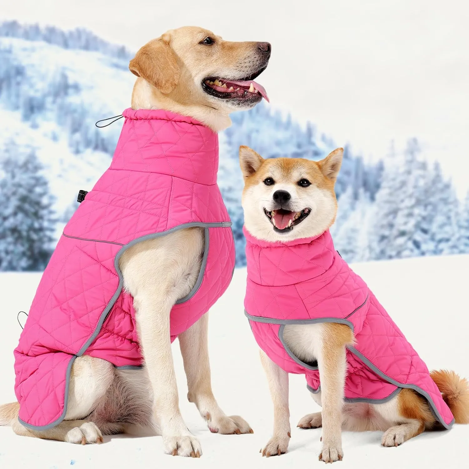 Dotoner Dog Jackets-Warm Dog Coat Reflective Dog Fleece Vest Waterproof Dog Jacket Windproof Dog Winter Coat Dog Cold Weather Coats Dog Jackets for Large Dogs(M,Pink)