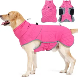 Dotoner Dog Jackets-Warm Dog Coat Reflective Dog Fleece Vest Waterproof Dog Jacket Windproof Dog Winter Coat Dog Cold Weather Coats Dog Jackets for Large Dogs(M,Pink)