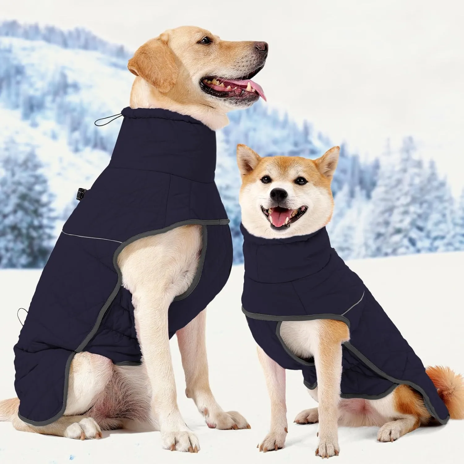 Dotoner Dog Jackets - Warm Reflective Fleece Vest, Waterproof Windproof Winter Coat for Large Dogs (L, Blue)