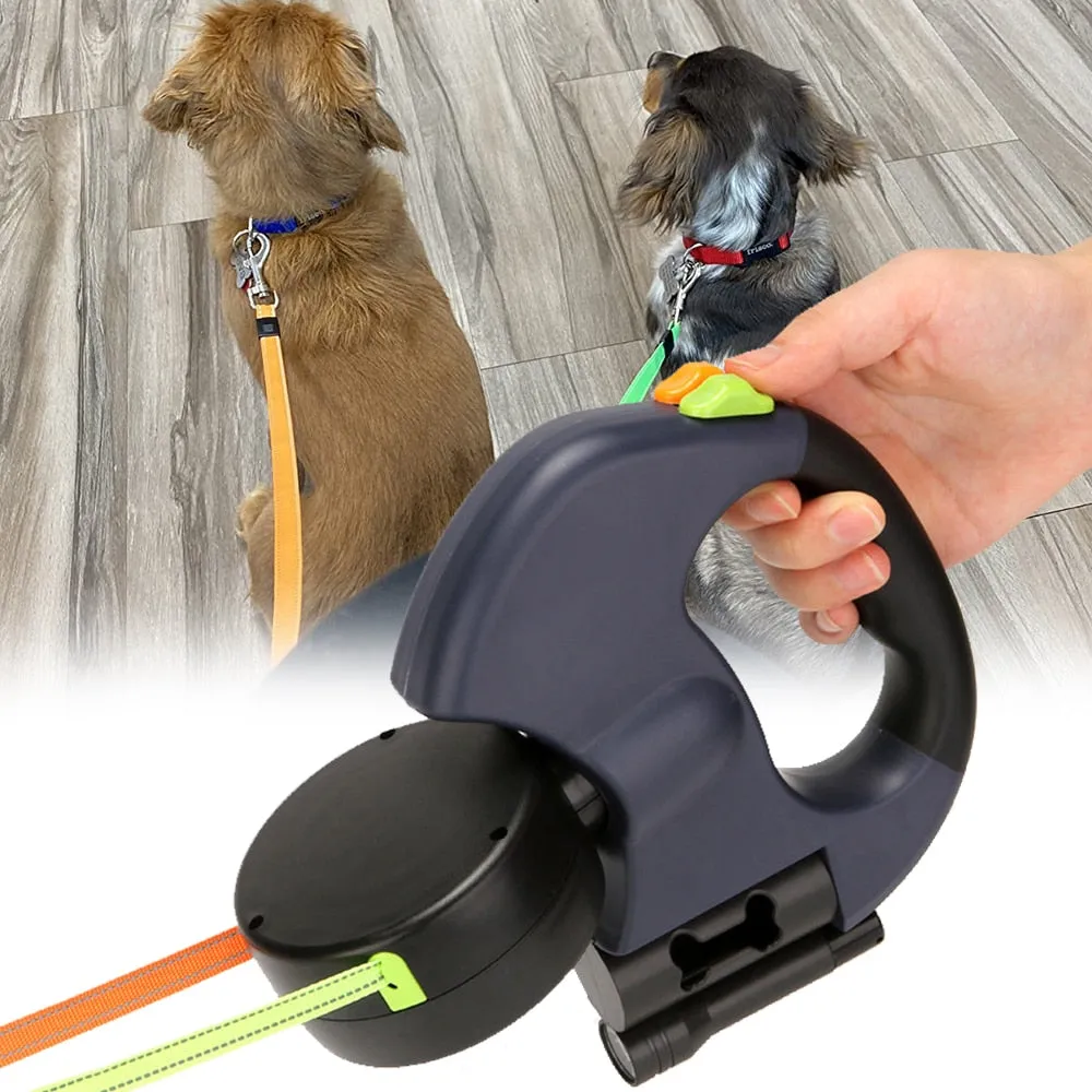 Double Spinning Traction Dog Leash Retractable Leash