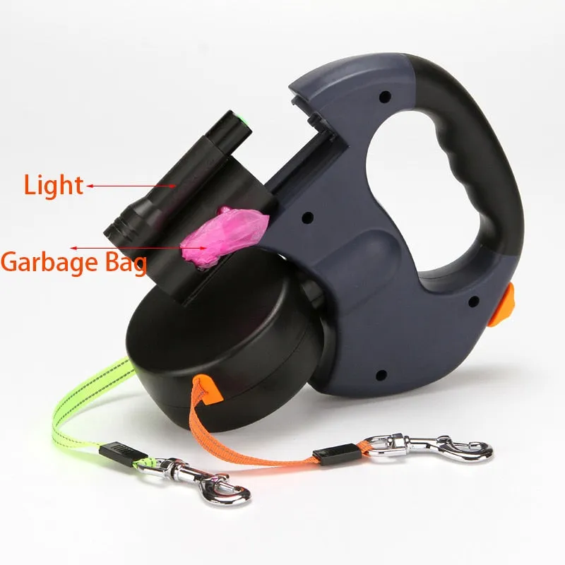 Double Spinning Traction Dog Leash Retractable Leash