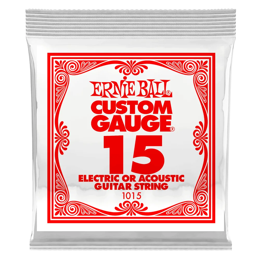 ERNIE BALL .015 SINGLE PLAIN STEEL ELECTRIC OR ACOUSTIC GUITAR STRING