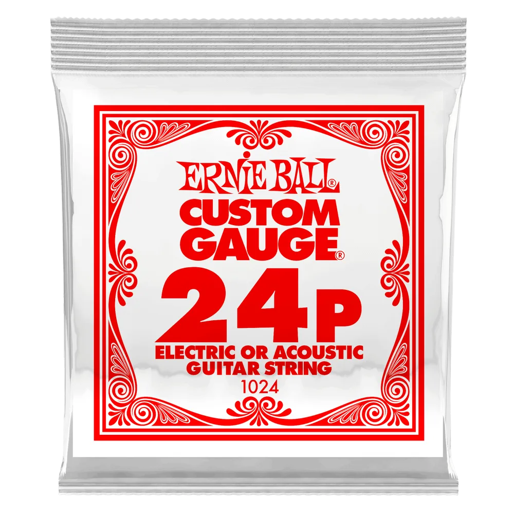 ERNIE BALL .024 SINGLE PLAIN STEEL ELECTRIC OR ACOUSTIC GUITAR STRING