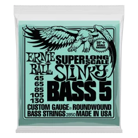 Ernie Ball Bass 5 Slinky Super Long Scale Electric Bass Strings - 45-130 Gauge