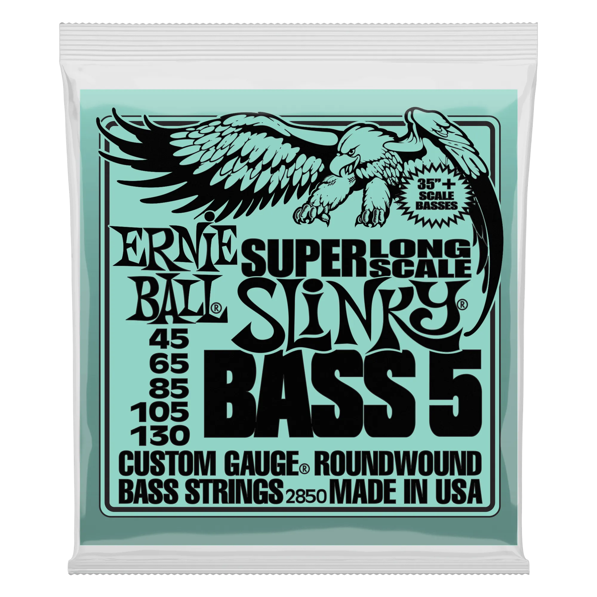 Ernie Ball Bass 5 Slinky Super Long Scale Electric Bass Strings - 45-130 Gauge