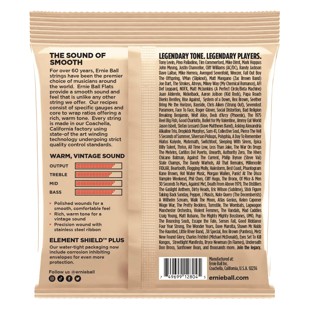 Ernie Ball Flatwound Group Ii Electric Bass Strings - 50-105 Gauge