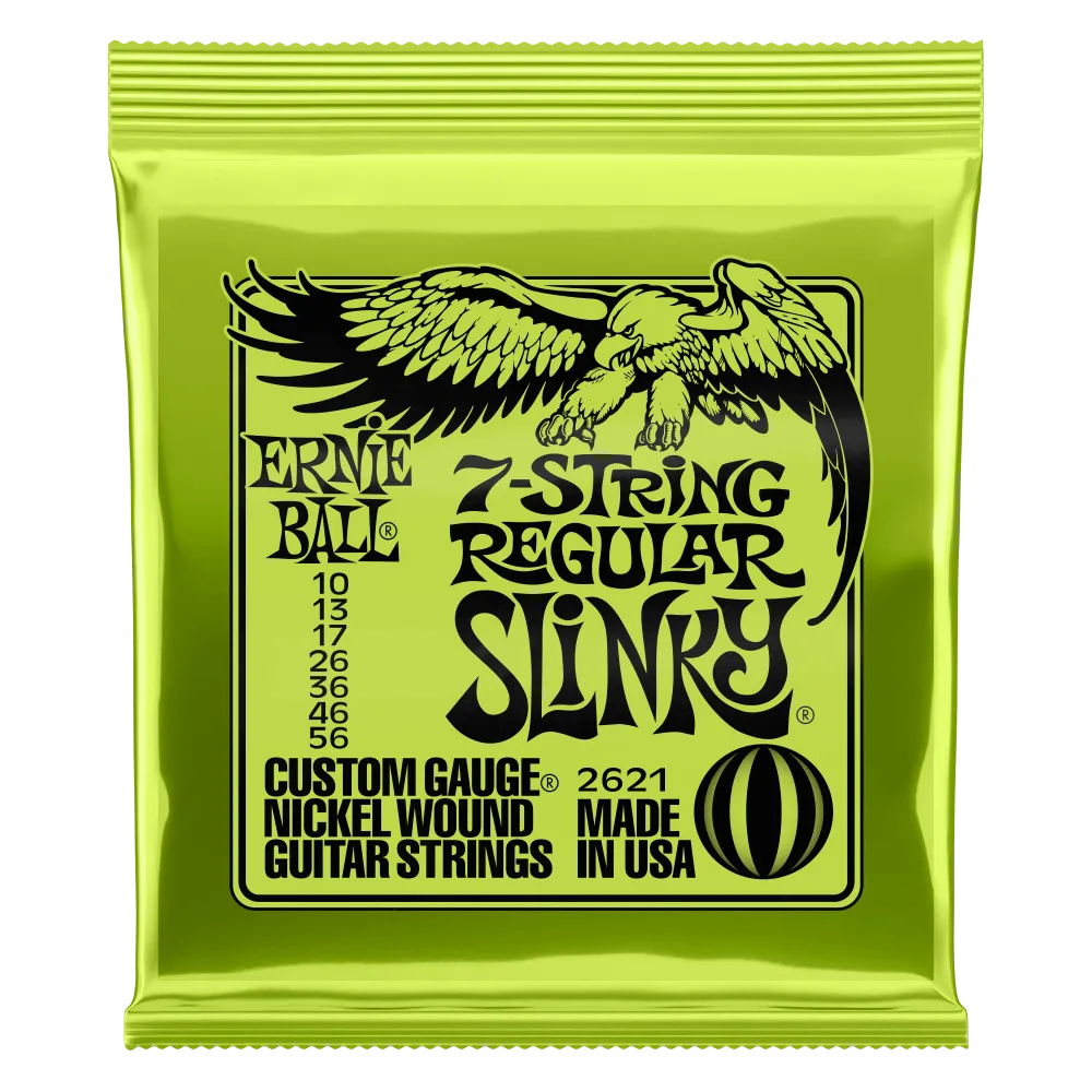 ERNIE BALL REGULAR SLINKY 2621 7-STRING NICKEL WOUND ELECTRIC GUITAR STRINGS - 10-56 GAUGE