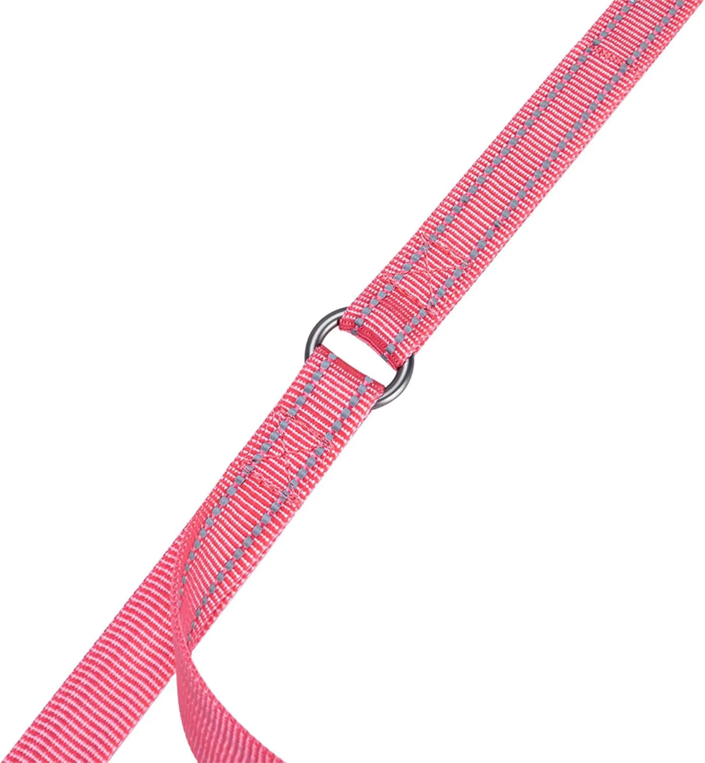 EXCELLENT ELITE SPANKER Reflective Dual Leash - 5FT Double Dog Leash with Padded Handle for Two Dogs Walking & Training (Pink)