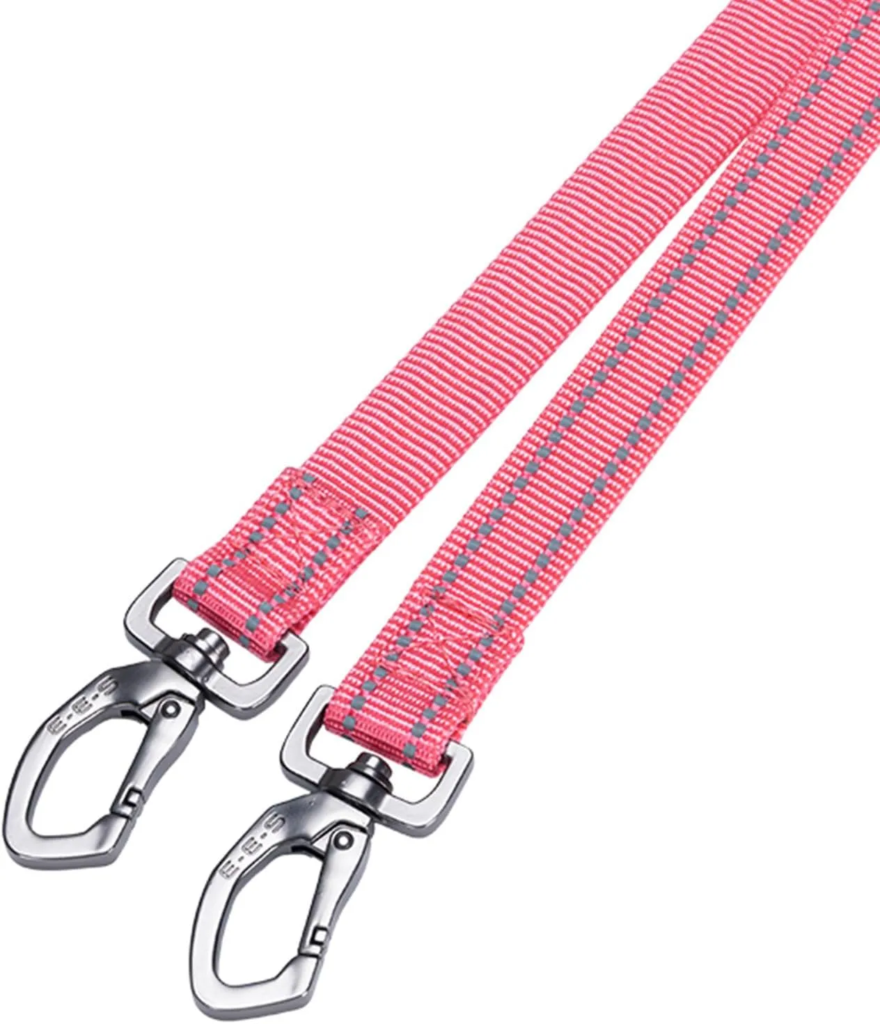 EXCELLENT ELITE SPANKER Reflective Dual Leash - 5FT Double Dog Leash with Padded Handle for Two Dogs Walking & Training (Pink)