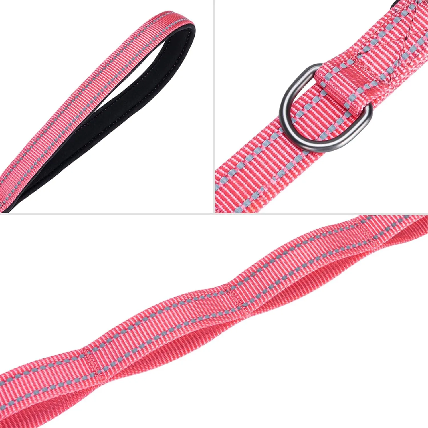 EXCELLENT ELITE SPANKER Reflective Dual Leash - 5FT Double Dog Leash with Padded Handle for Two Dogs Walking & Training (Pink)