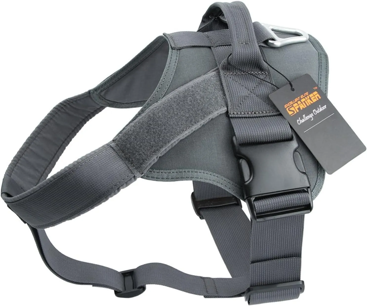 EXCELLENT ELITE SPANKER Tactical Dog Harness Military Patrol Harness No-Pull Service Dog Vest Military Dog Vest Adjustable Training Working Dog Vest with Handle for Medium Large Dogs(Grey-S)
