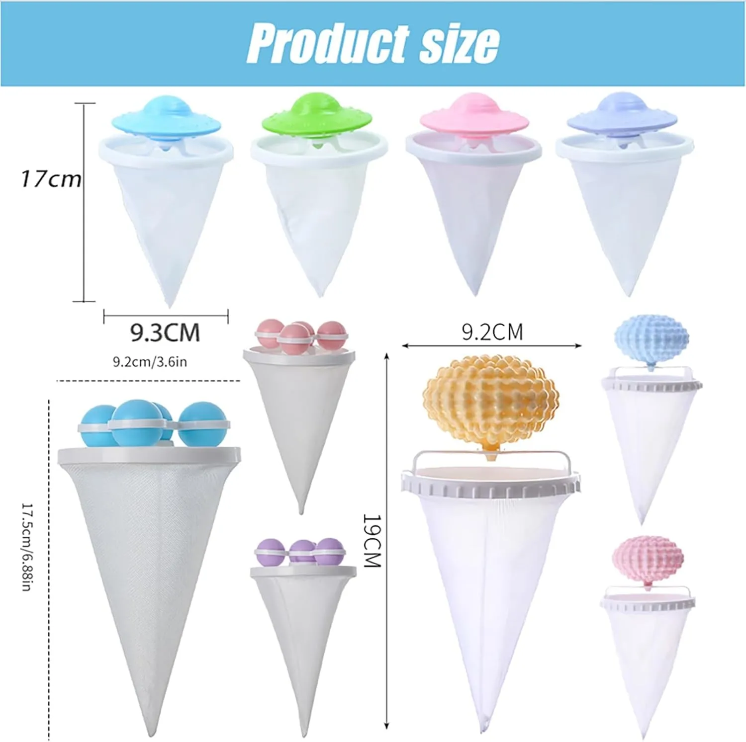 Floating Hair Filtering Mesh Removal with Silicone Sticky Ball, Upgrade Lint Catcher for Washing Machine, Reusable Pet Hair Catcher Mesh Bag, Laundry Hair Filter Cleaning Ball (A-Pink, 6PCS)