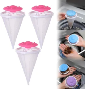 Floating Hair Filtering Mesh Removal with Silicone Sticky Ball, Upgrade Lint Catcher for Washing Machine, Reusable Pet Hair Catcher Mesh Bag, Laundry Hair Filter Cleaning Ball (A-Pink, 6PCS)