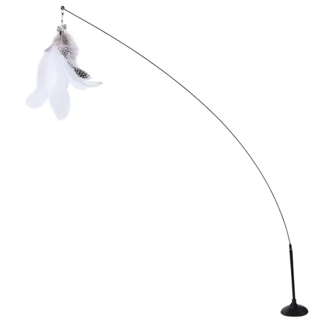 Funny Cat Kitten Pet Teaser Stick Feather Wire Chaser
