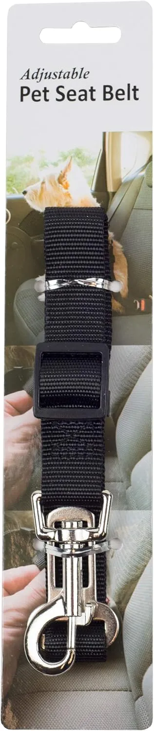 Furhaven Adjustable Pet Seat Belt for Cars & Standard Vehicles - Black, One Size